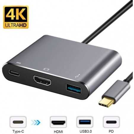 ADAPTATEUR TYPE C TO HDMI 4K + USB 3.0 + PD