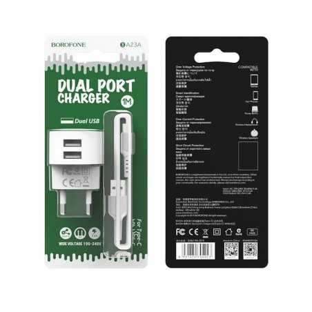 CHARGEUR BOROFONE BA23A 2.4A 2 USB