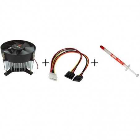 PACK VENTILATEUR PROCESSEUR LGA 775/155 +PATE THERMIQUE+CABLE SATA ALIMENTATION DOUBLE