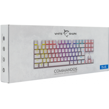 CLAVIER GAMING MÉCANIQUE WHITE SHARK COMMANDOS GK-2106 / RGB / BLANC / BLUE SWITCHES