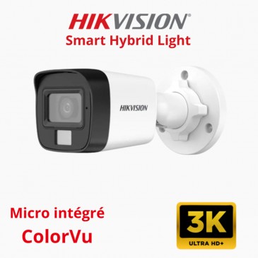 Caméra mini-bullet fixe hybride intelligente ColorVu 3K