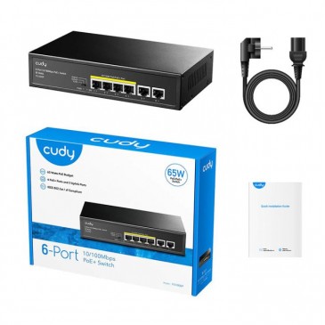 SWITCH CUDY POE + 6 PORTS 10/100M AVEC 60W