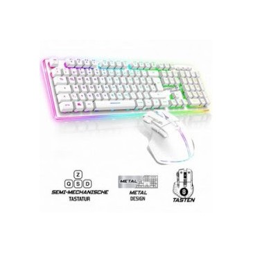 Pack Gamer Filaire Clavier Semi Mécanique + Souris SOG ULTIMATE 600 ARTIC, RGB Blanc