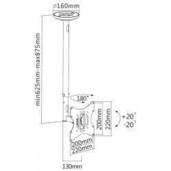 Support de Plafond Avec Inclinaison SBOX Pour TV 23“ - 43“